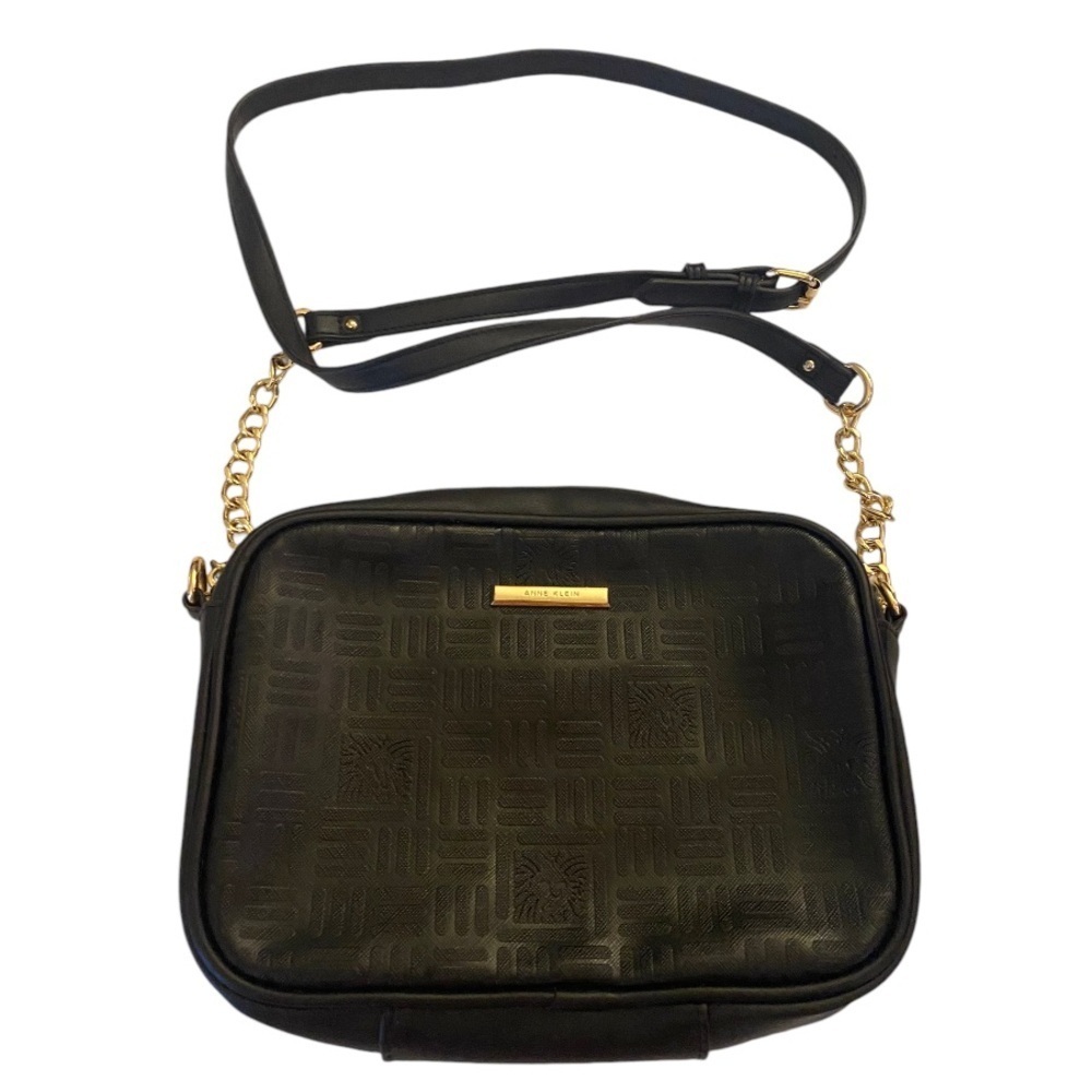 EUC Anne Klein Signature Black Faux Leather Crossbody